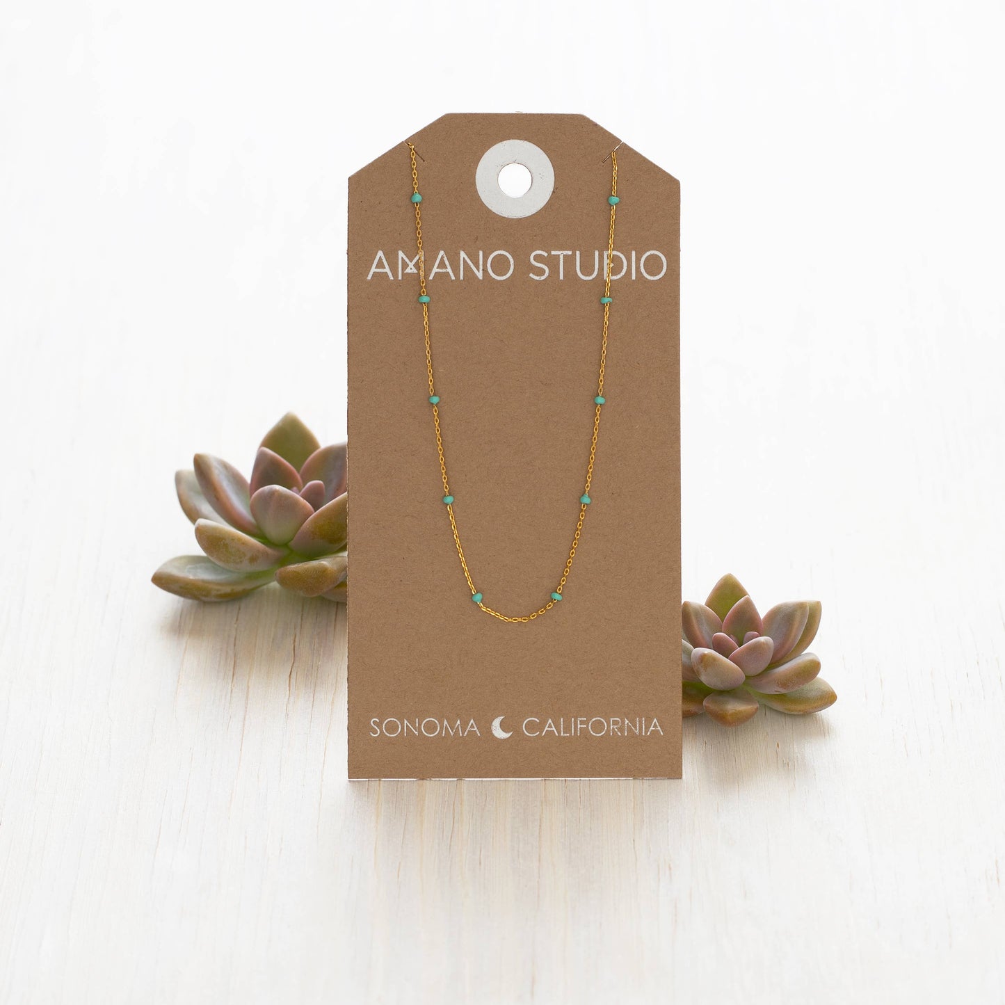 Amano Studio - Beaded Chain Necklace: Turquoise