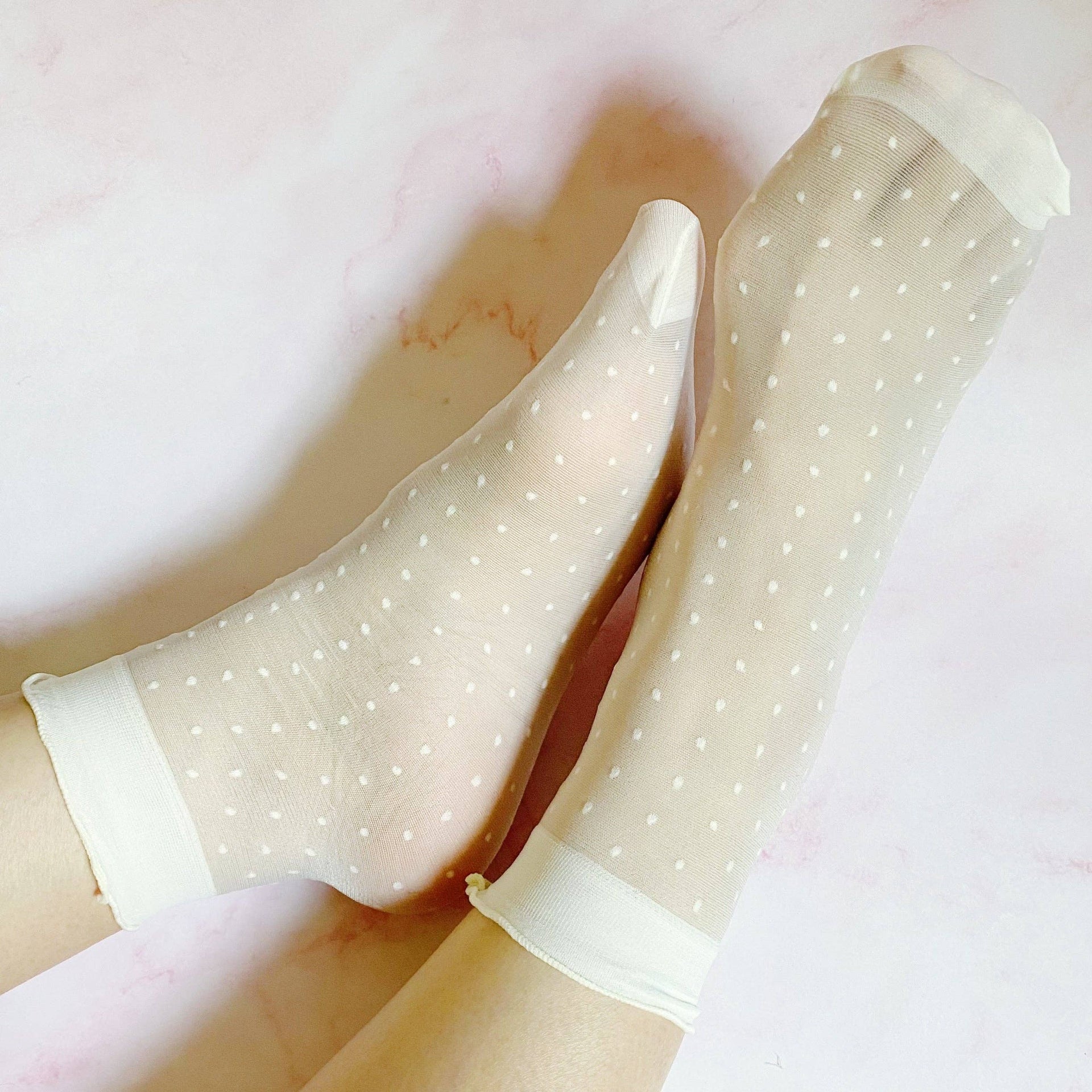 Dots Sheer Socks - Cream