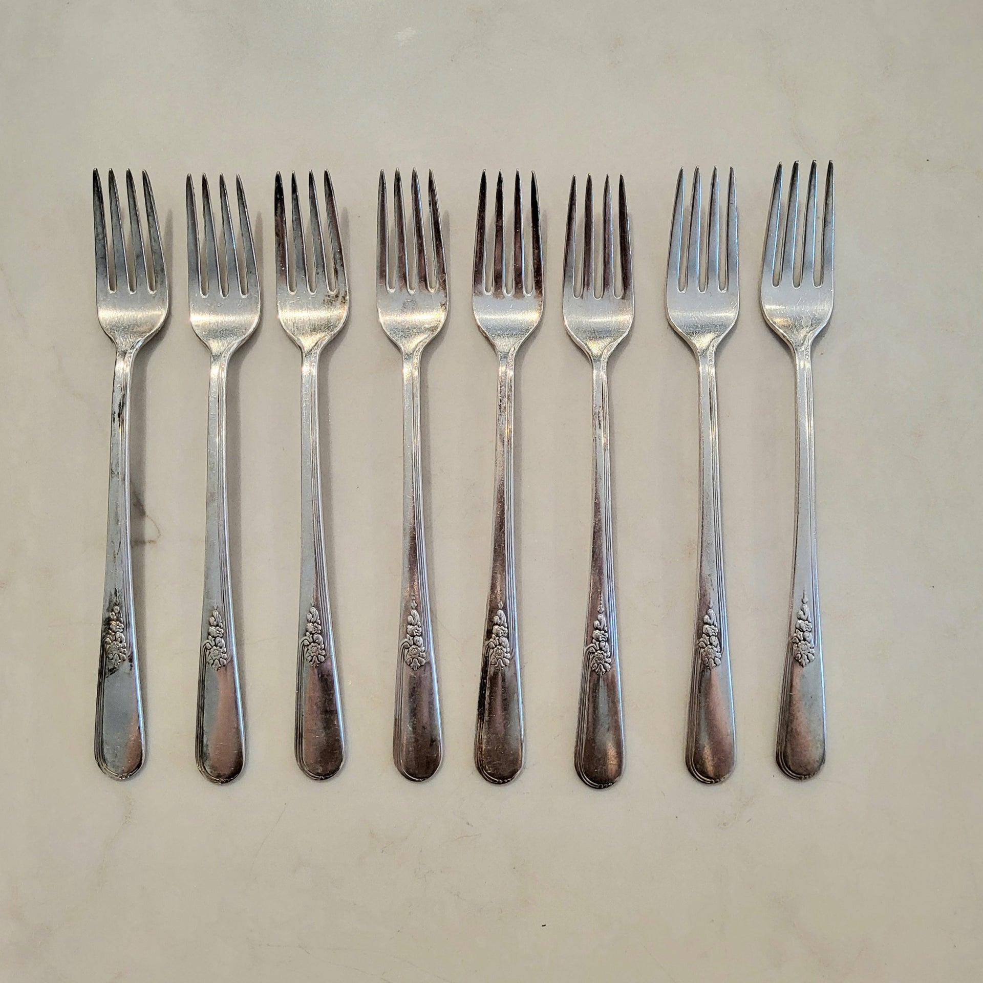 1903 American Silver Plated Tall Forks - Set of 8