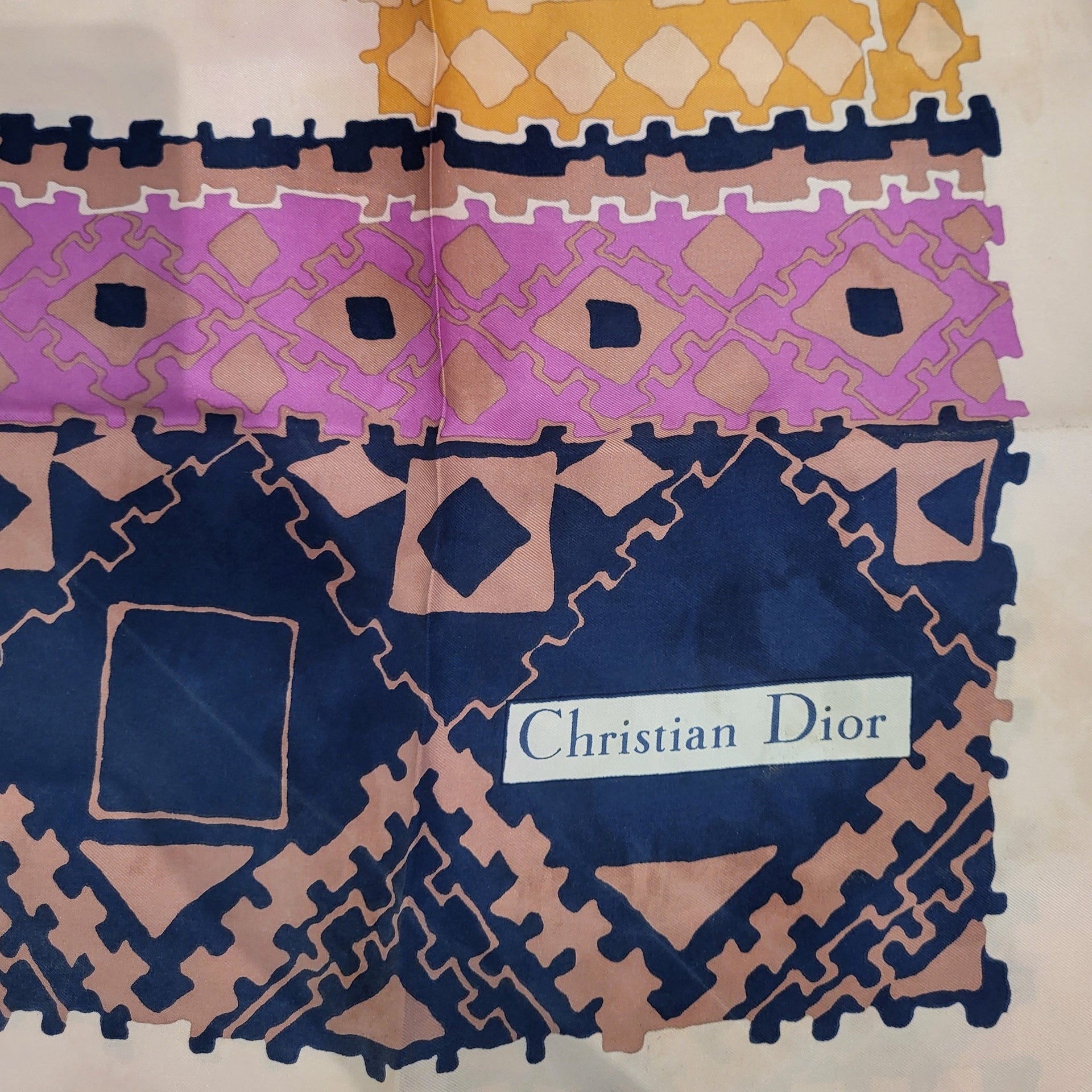 Vintage Dior Geometric Silk Scarf - from Paris