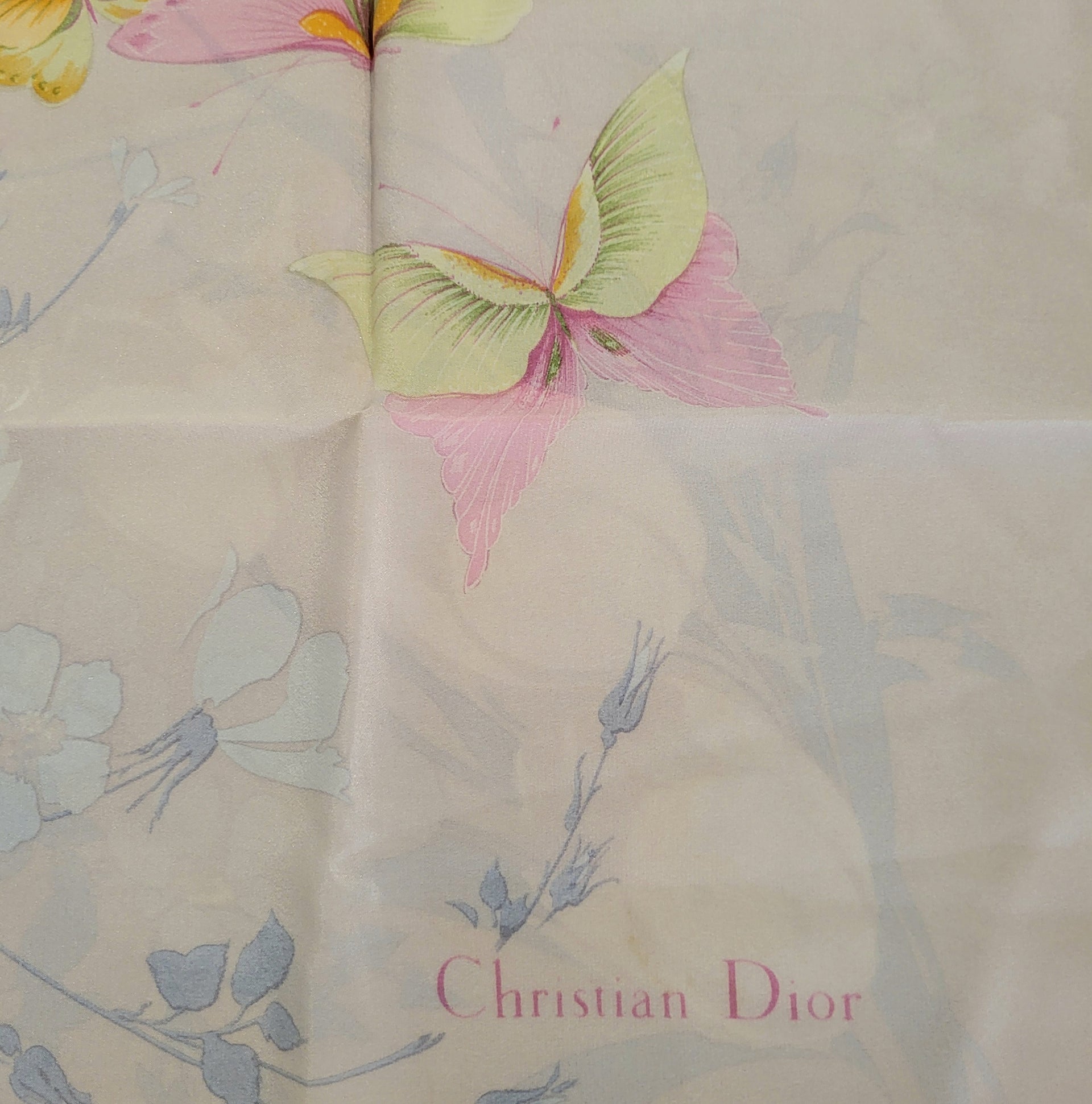 Vintage Dior Fleurs Silk Scarf - from Paris