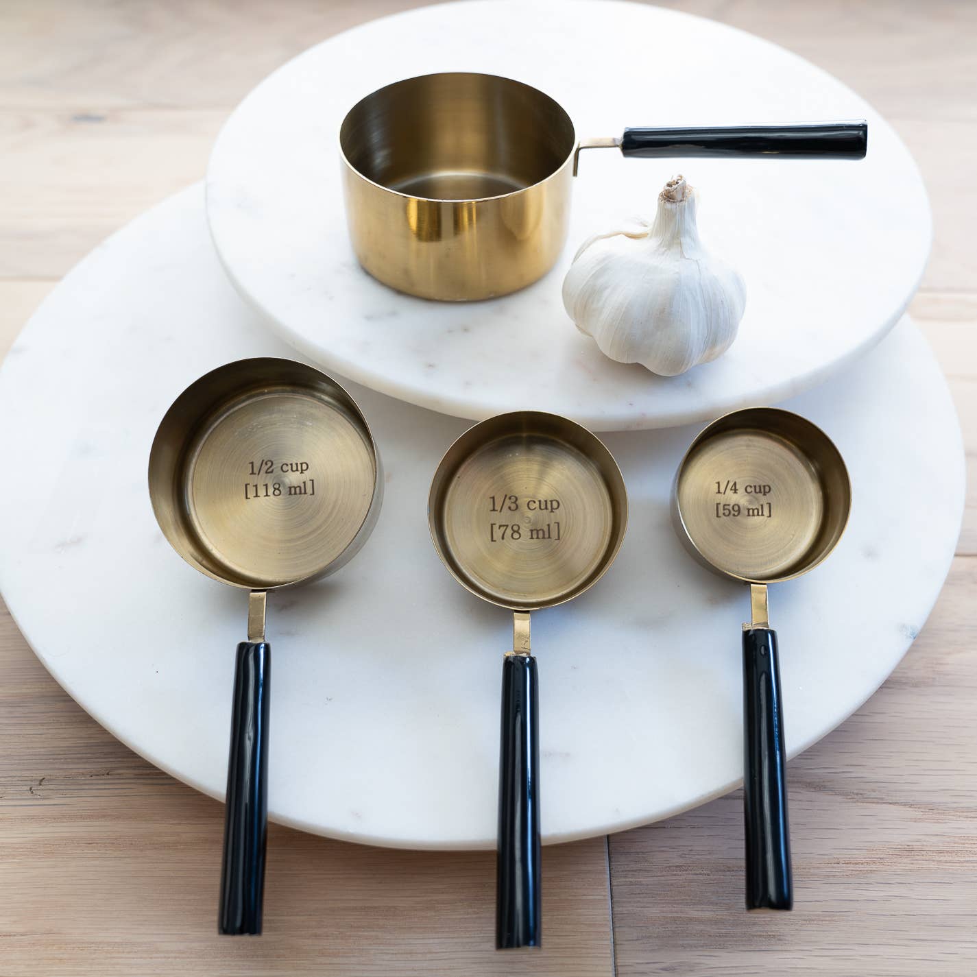 Gold & Black Enamel Handle Measuring Cups