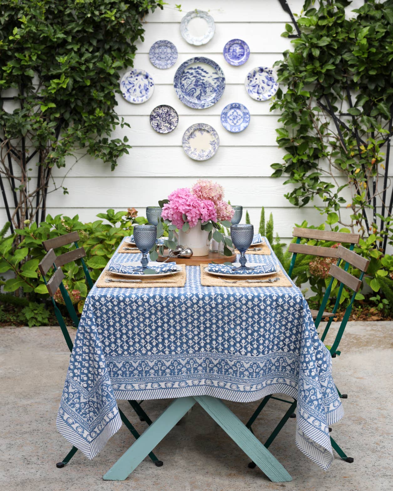 Tablecloth Charlotte Indigo: 60x60