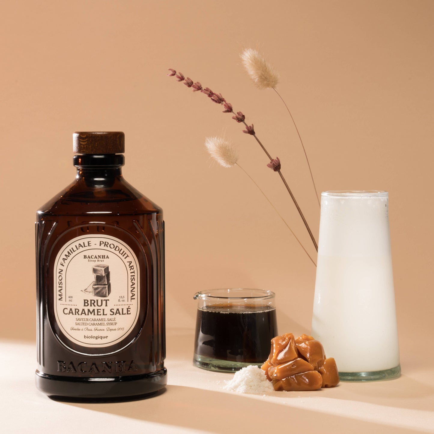 Bacanha - Raw Salted Caramel Syrup - Organic - 400ml - 13,5 fl. oz.