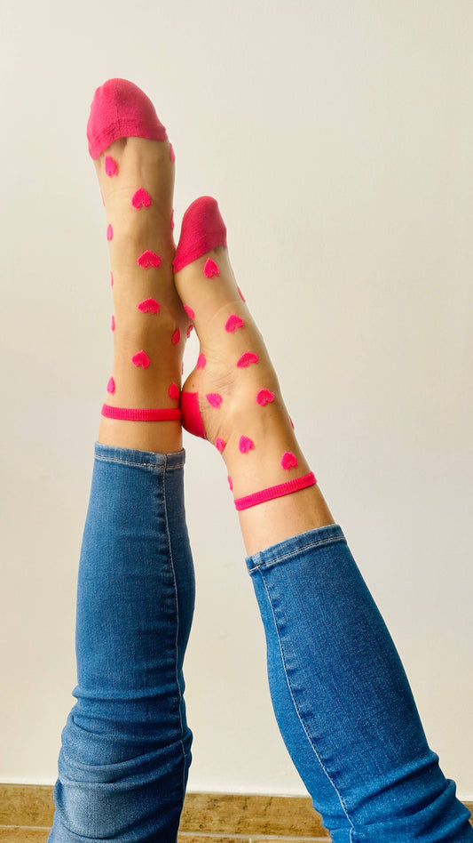 sockette  with flashy pink hearts