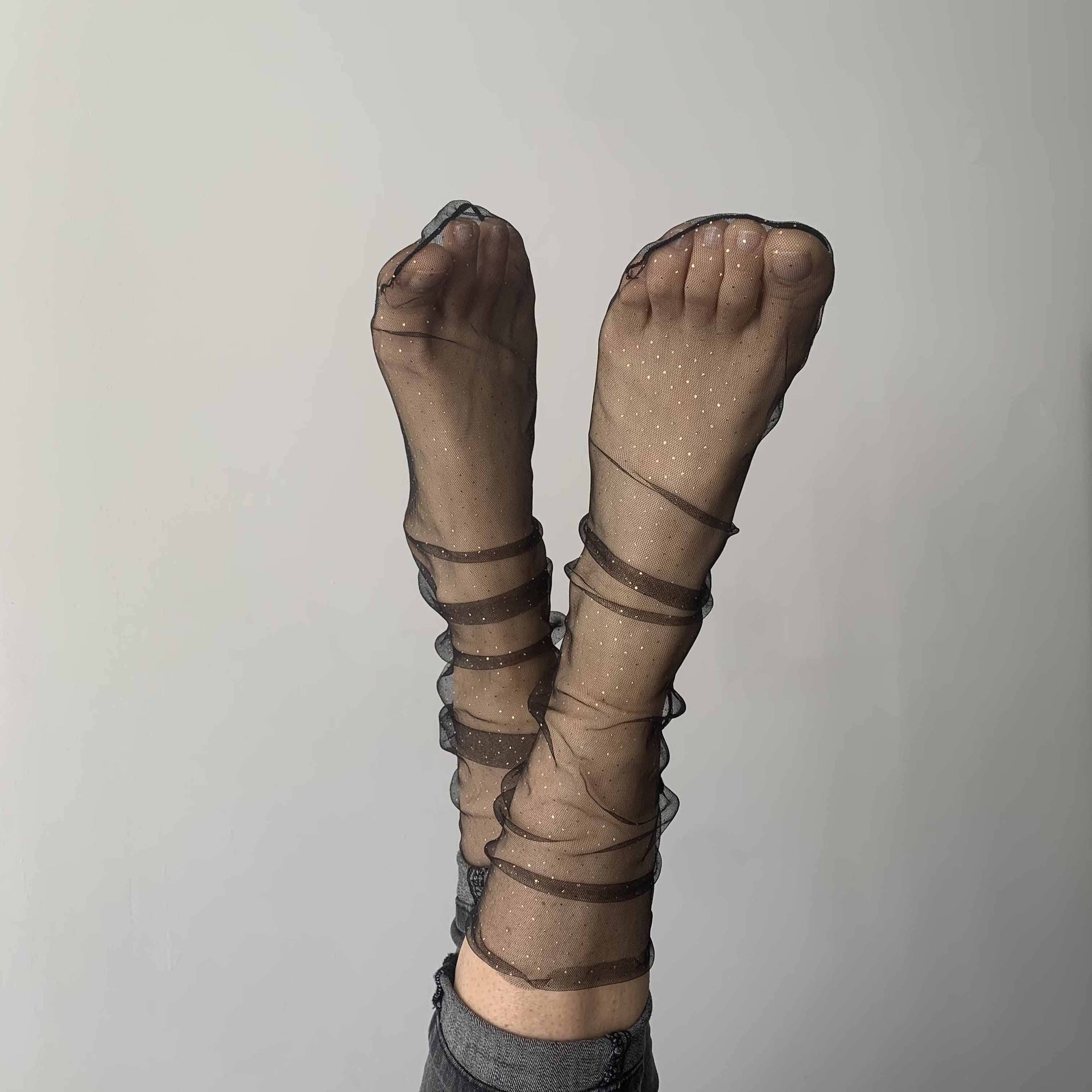 sockette Women's sequined tulle socks: Black