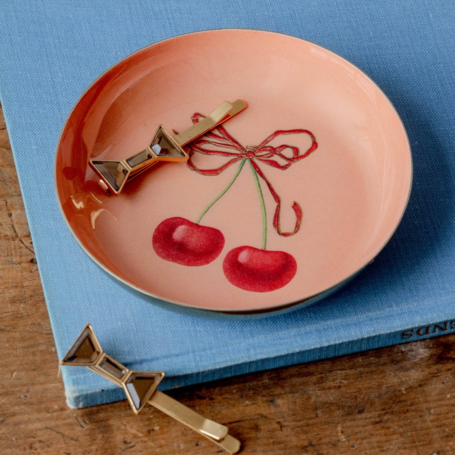 Round Enamel Tray - Cherries