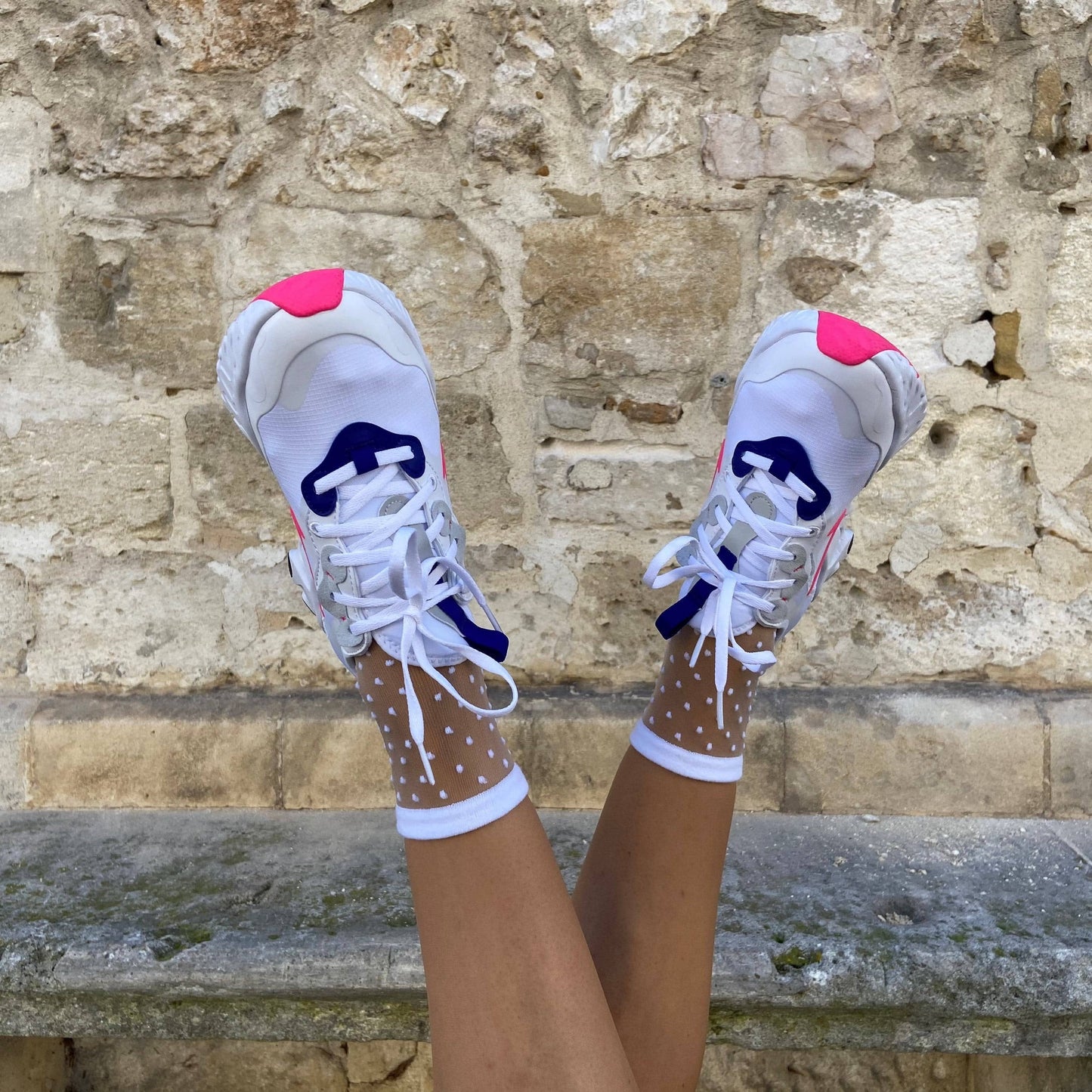 sockette  transparent plumetis socks : White