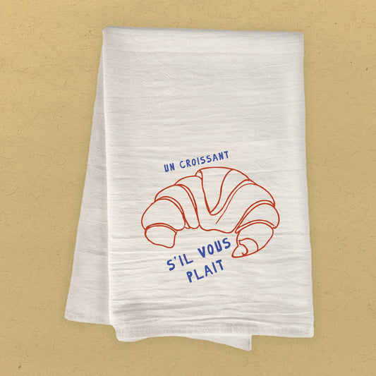 Boheme Bliss - Un Croissant - Cotton Tea Towel: 19" X 28" (With Loop)