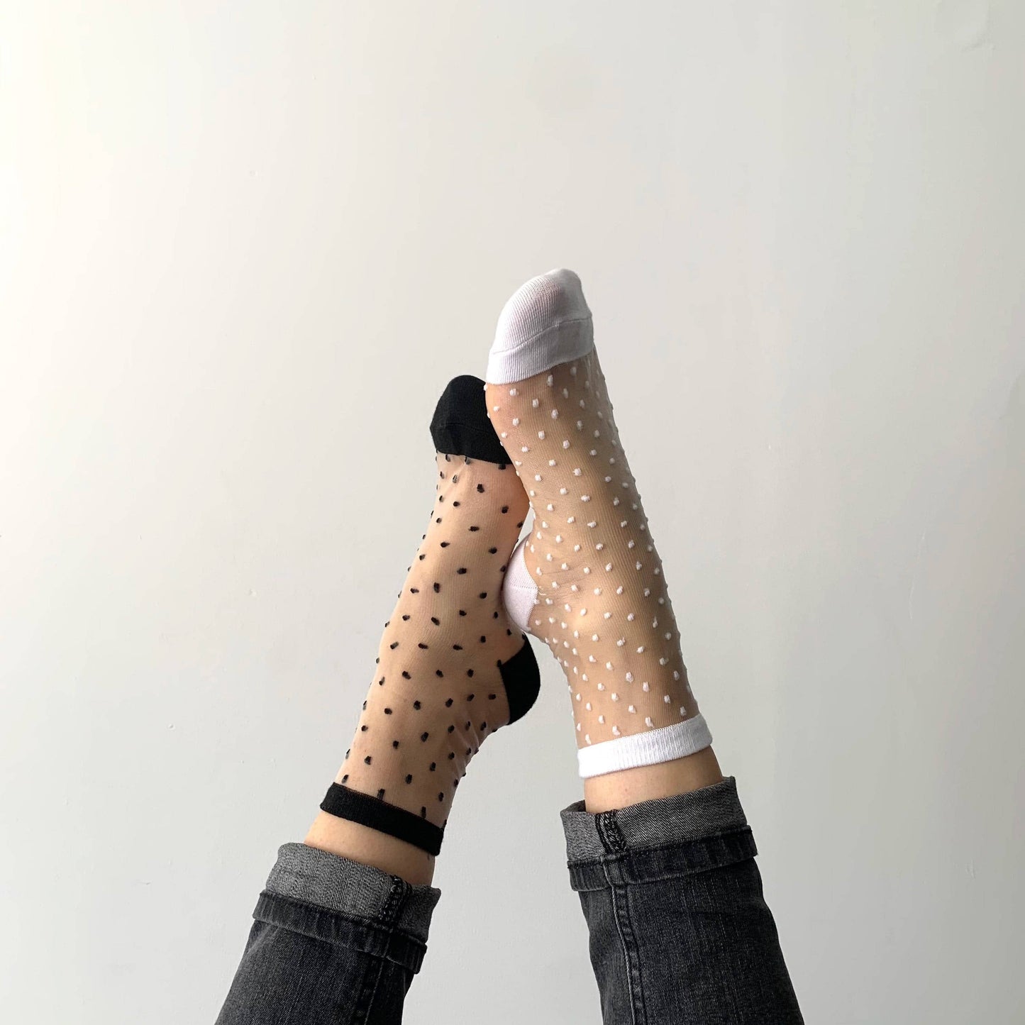 sockette  transparent plumetis socks : White