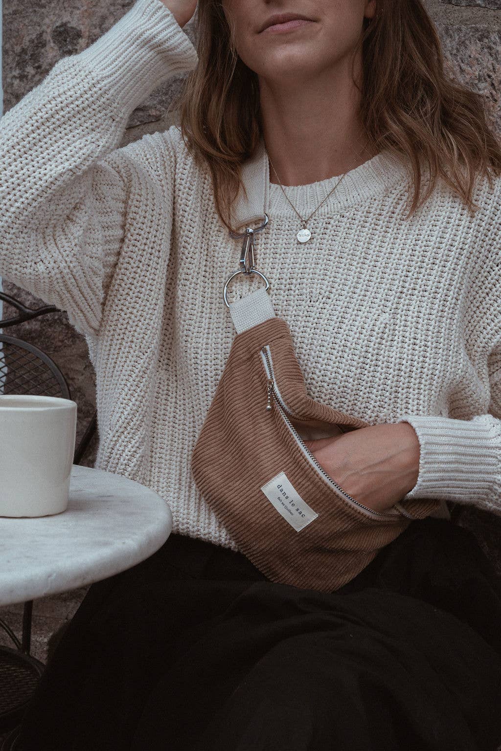 Corduroy belt bag: Vanilla