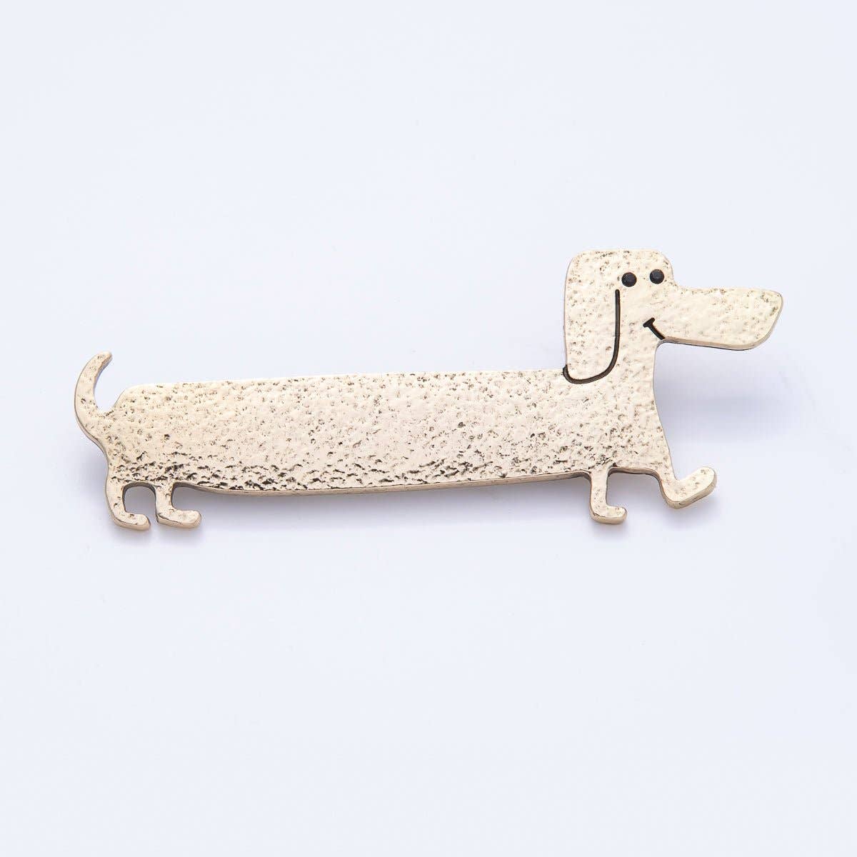 Wiener Dog Pin - Hammered Gold
