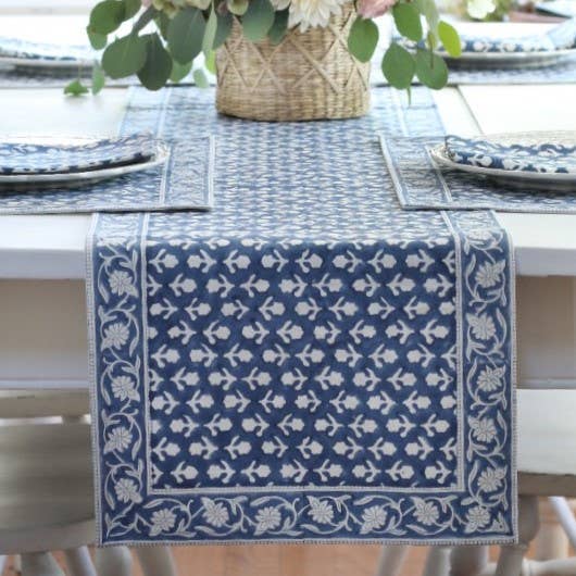 Table Runner, 14"x92", Charlotte Indigo
