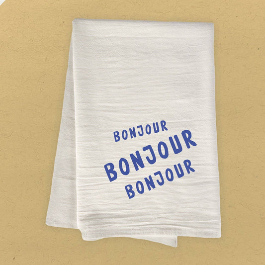 Boheme Bliss - Bonjour Trois - Cotton Tea Towel: 27" square (no loop)