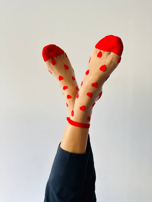 sockette  with red hearts