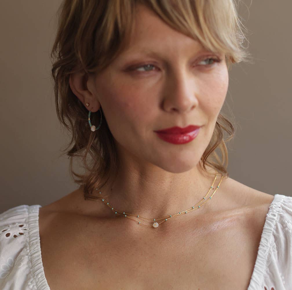 Amano Studio - Beaded Chain Necklace: Turquoise