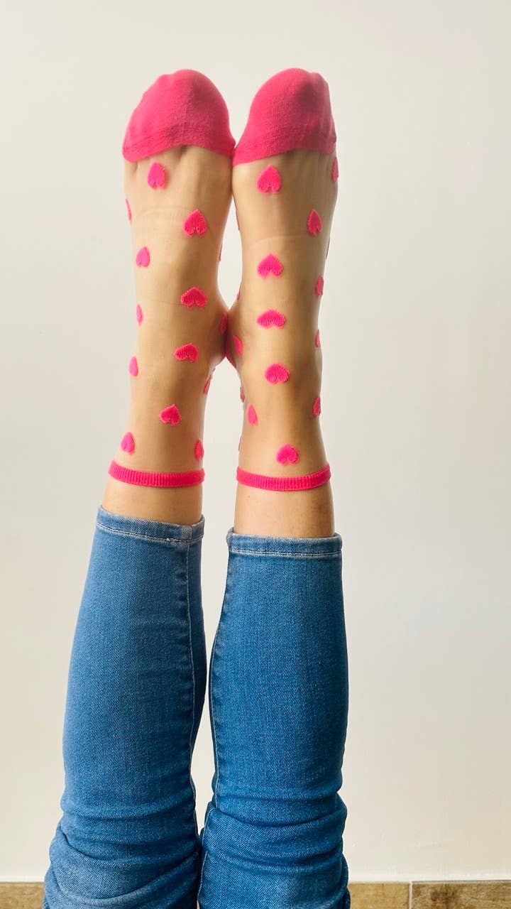 sockette  with flashy pink hearts