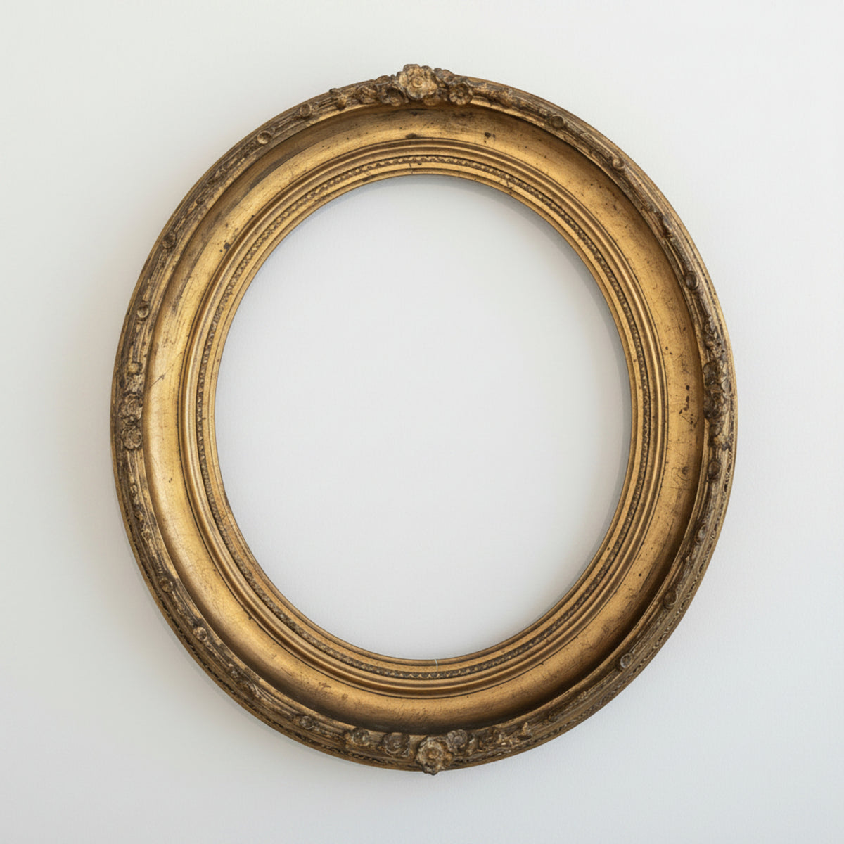 Antique Floral Crested Oval Frame - from Paris