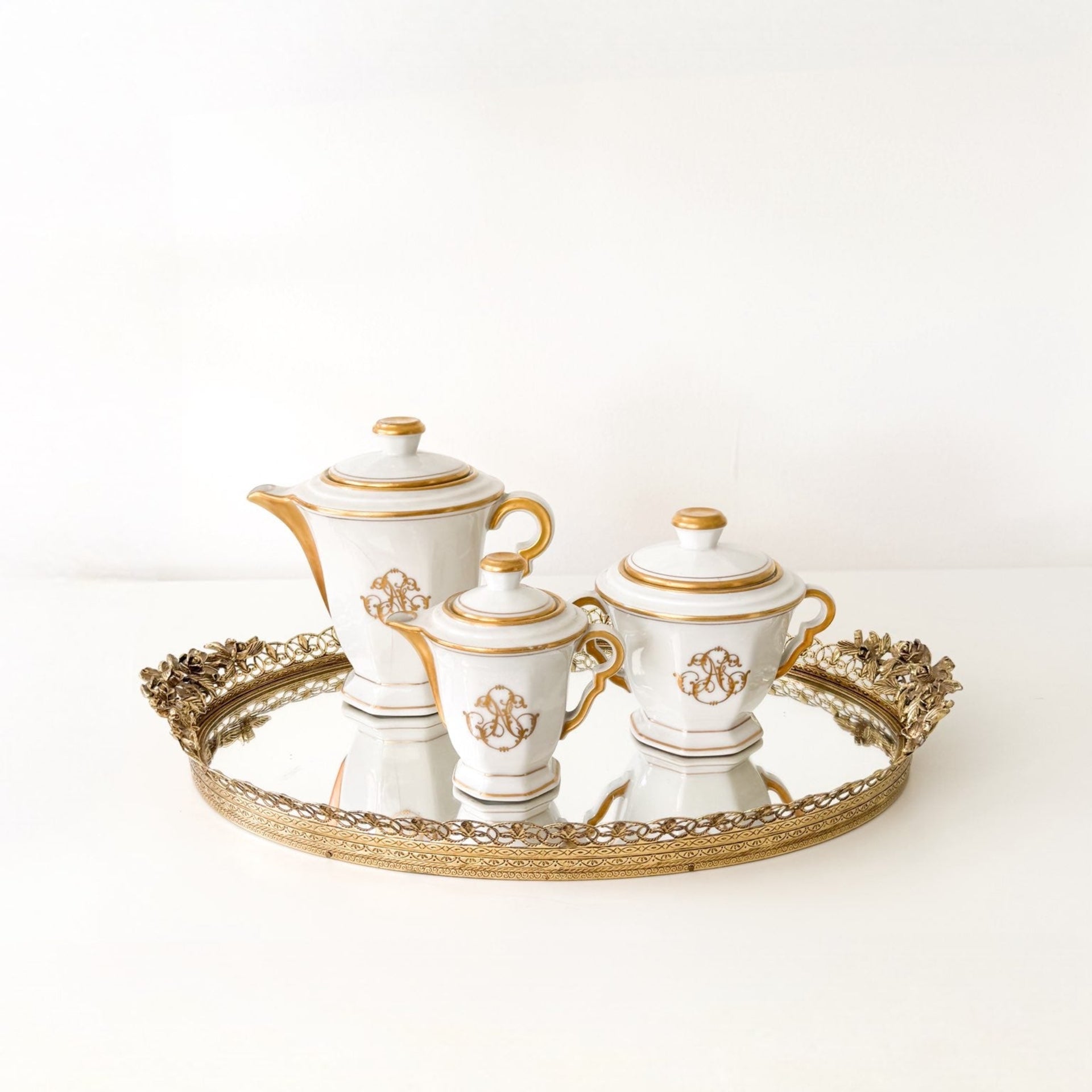 Antique Limoges Gold and White Tea Set - from Paris
