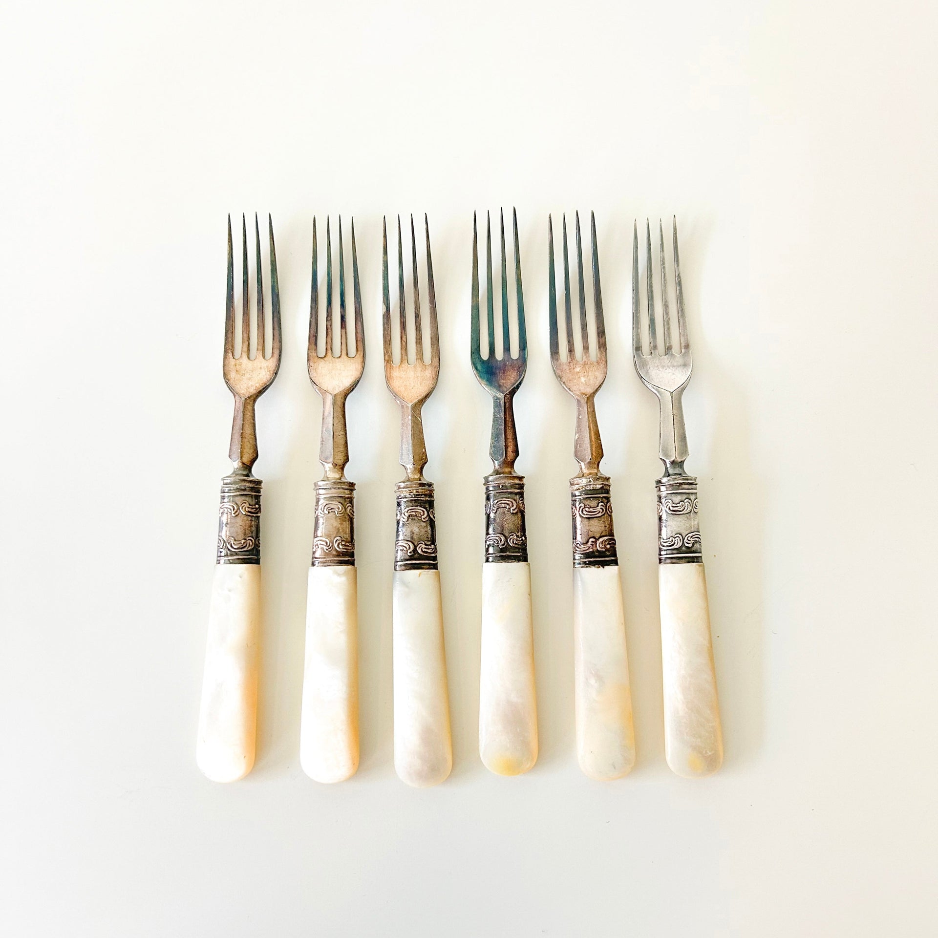 Antique Mother of Pearl Dessert Fork Set - from Paris
