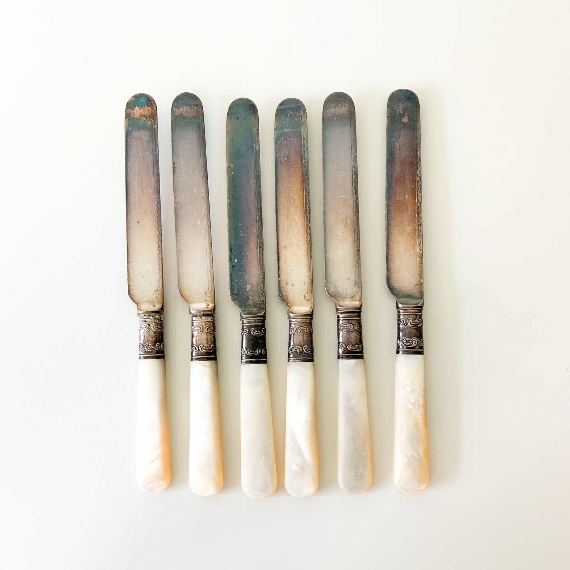Antique Mother of Pearl Spreader Knife Set - from Paris