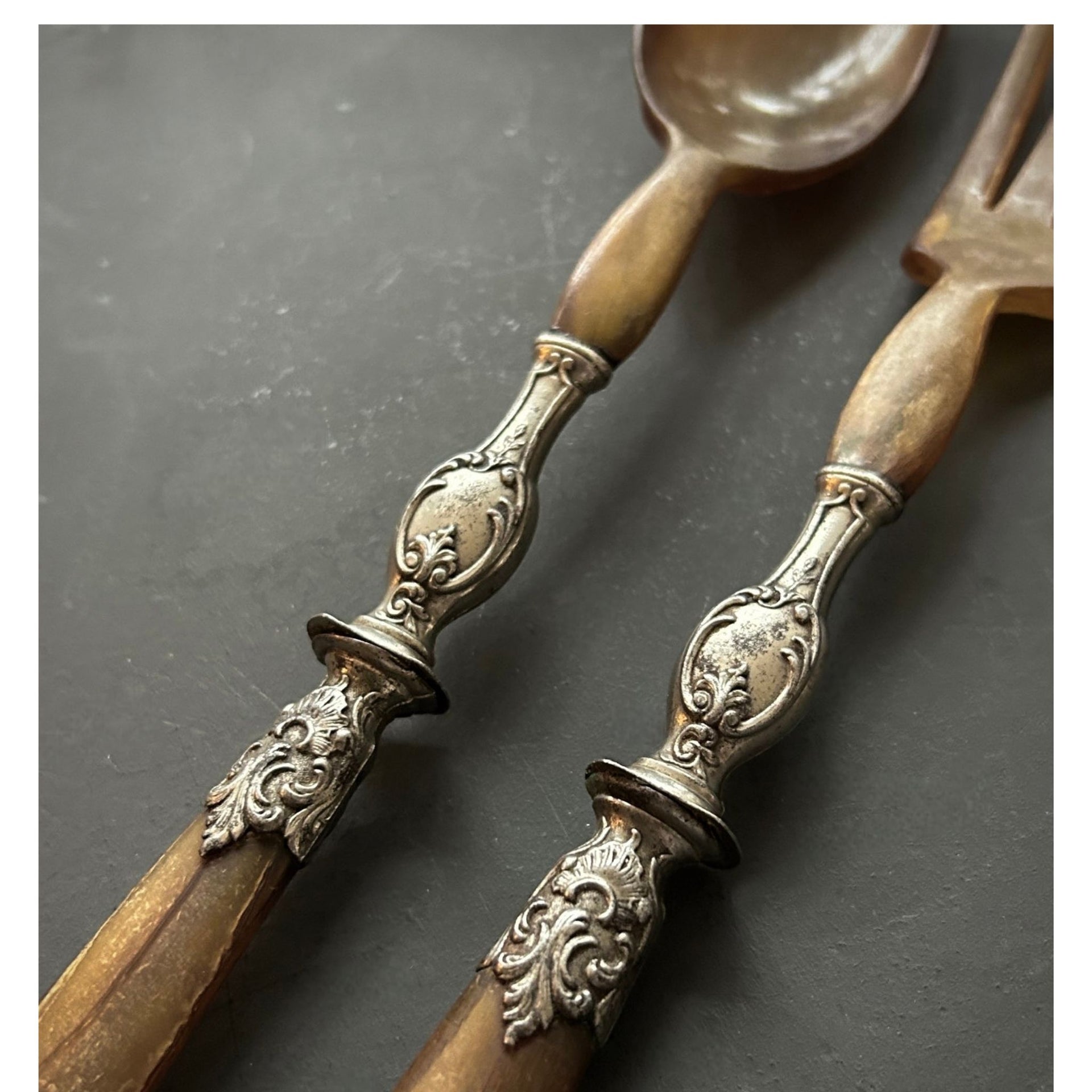 Horn and Silver Serving Set - from Paris