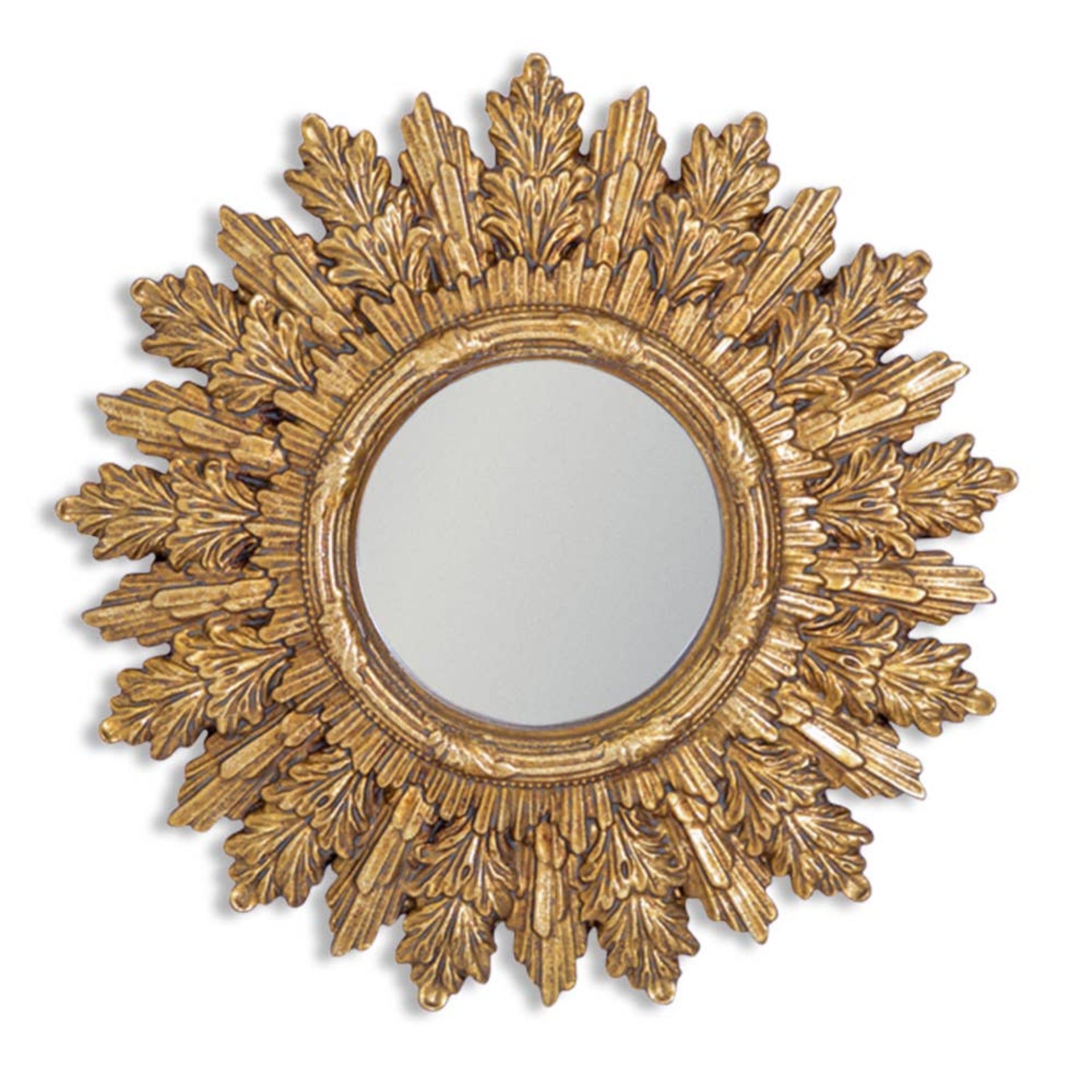 Antiqued Gold Ornate Framed Small Mirror