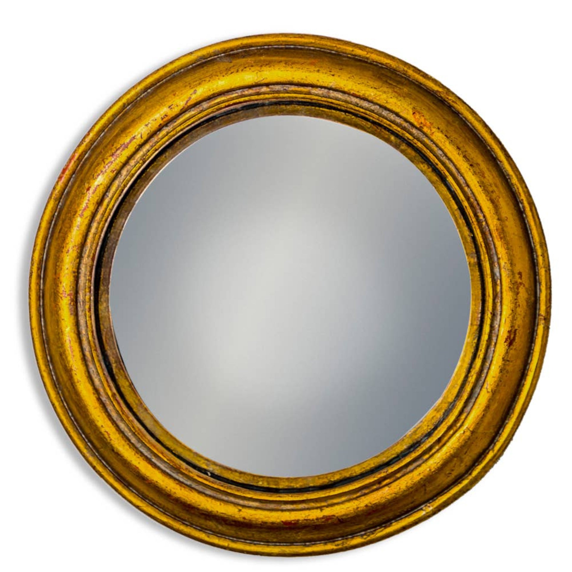 Antiqued Gold Rounded Framed Medium Convex Mirror