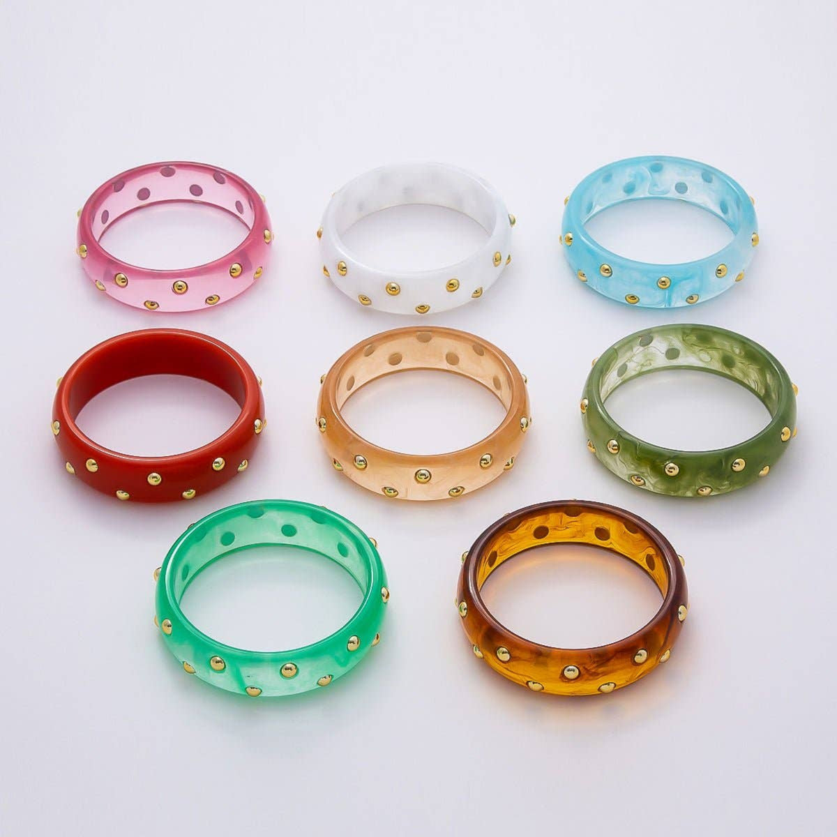 Assorted Dotted Wide Resin Bangle Bracelet