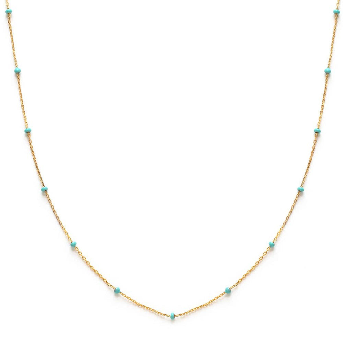 Beaded Chain Necklace - Turquoise