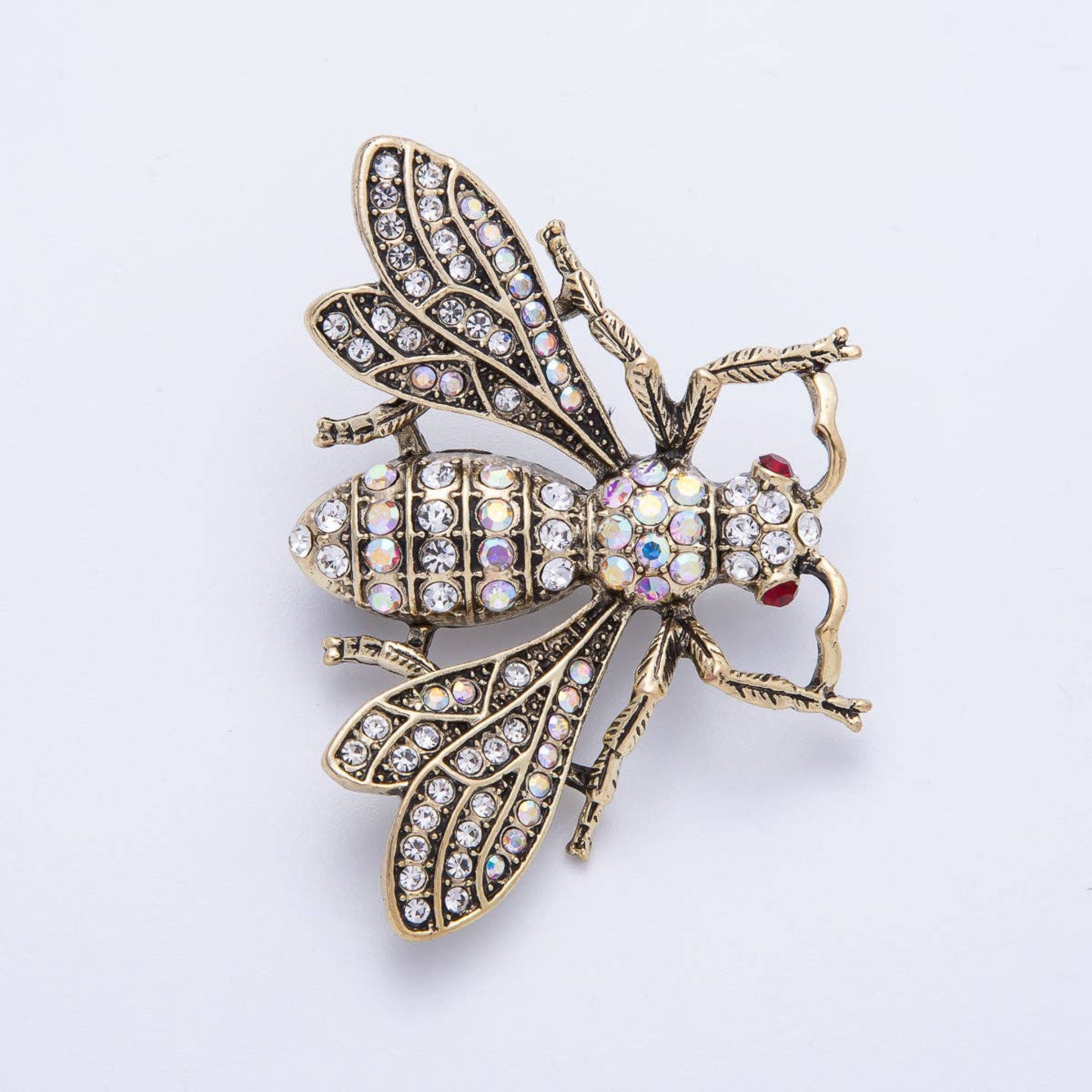 Bumble Bee Insect Brooch Pin - Antique Gold