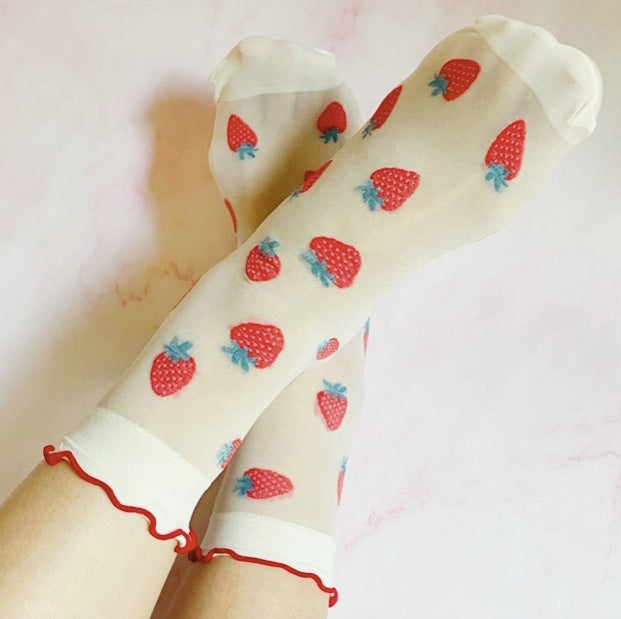 Strawberries Sheer Socks