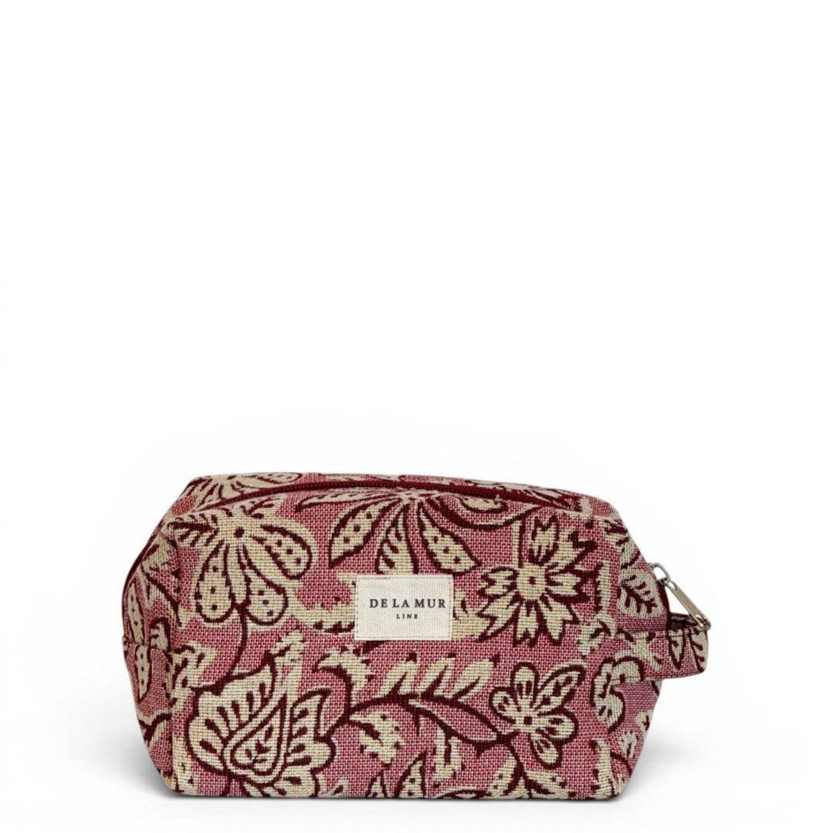 Came Floral Jacquard Squared Makeup Bag – Ecru & Pink