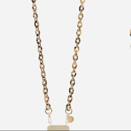 La Coque Francaise Cassy Long Phone Chain - Beige Tortoiseshell