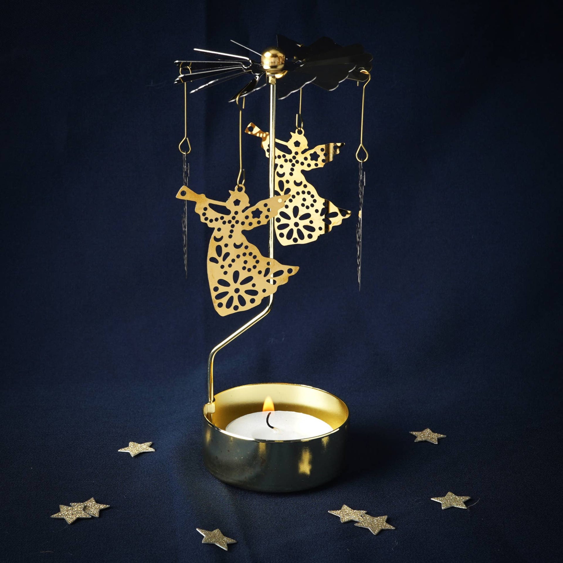 Christmas Angel Rotary Candleholder - Gold