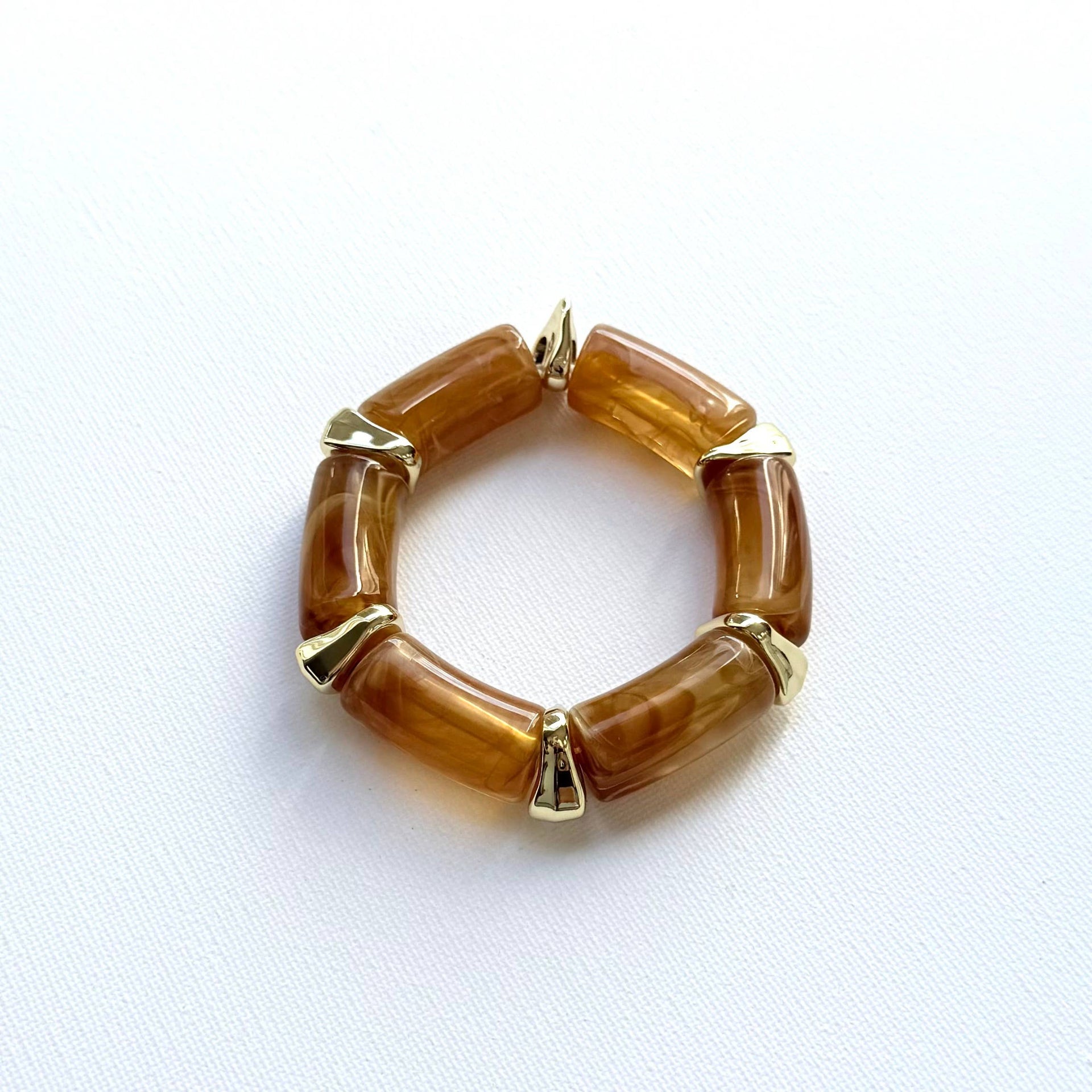 Chunky Geometric Tube Bracelet - Gold