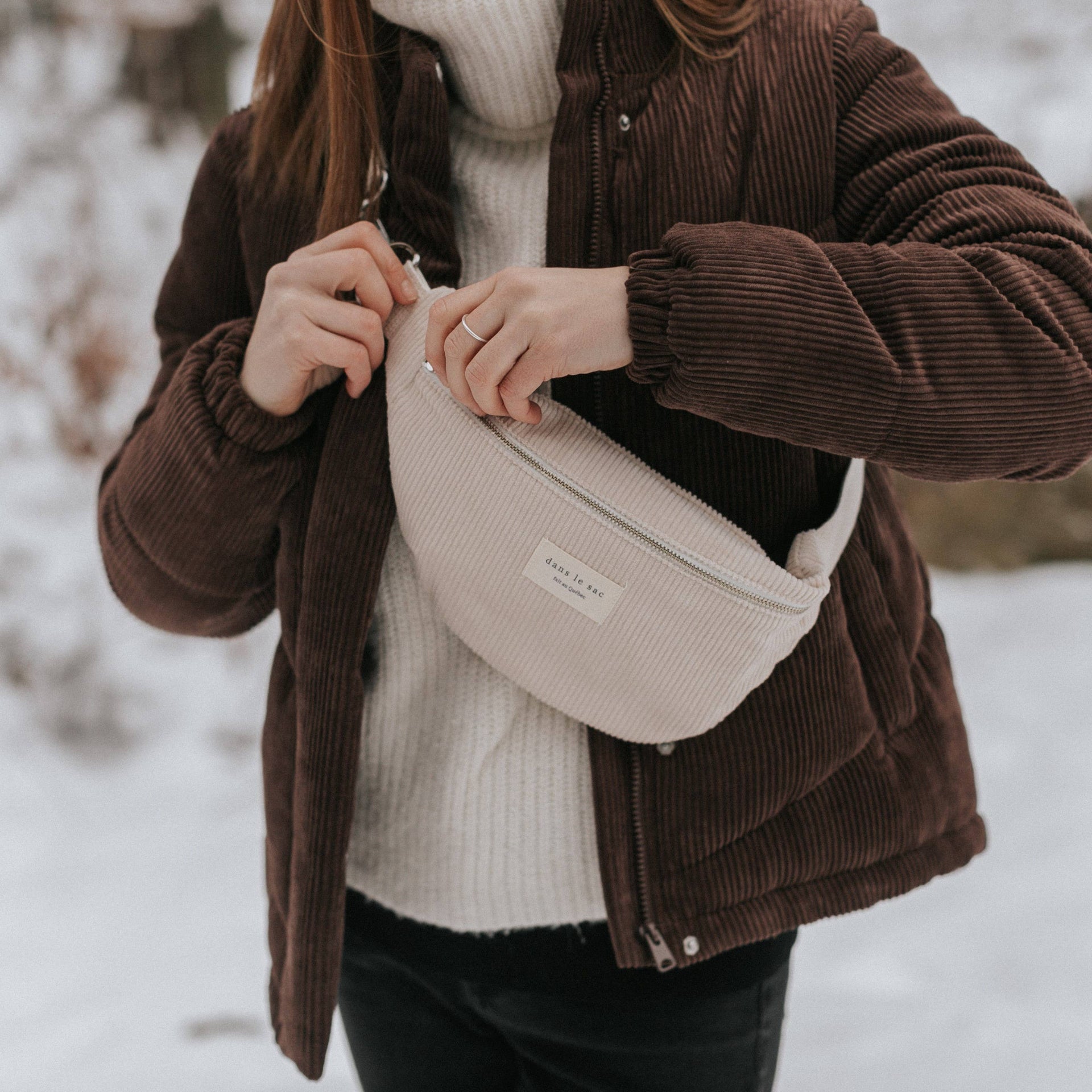 Dans Le Sac Corduroy Belt Bag - Vanilla