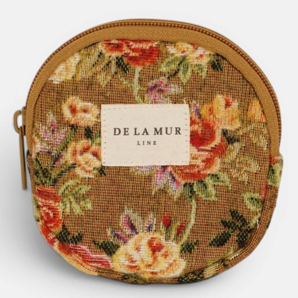 Esme Floral Jacquard Round Coin Purse – Mustard & Red