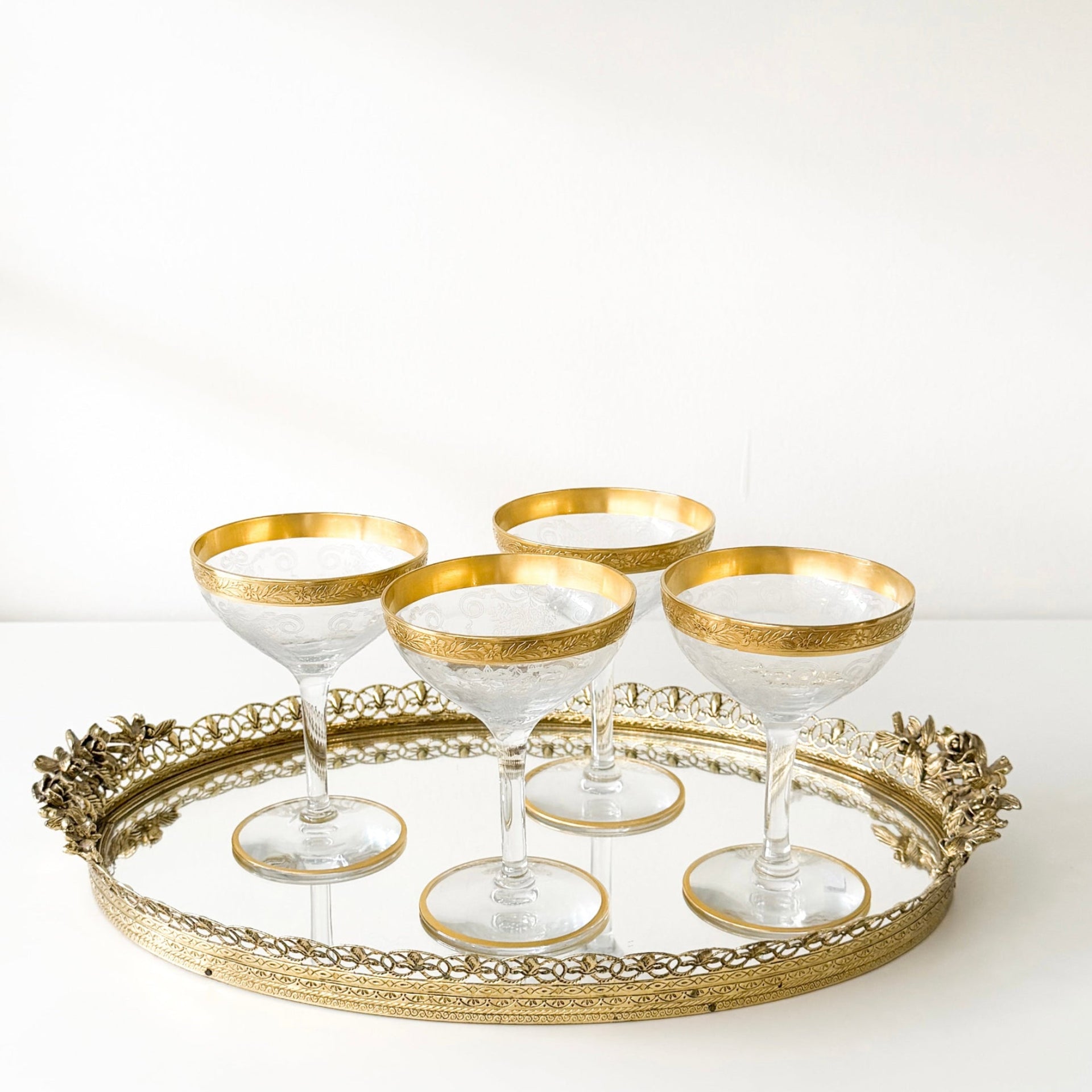 Etched Gold Champagne Coupes -from Paris