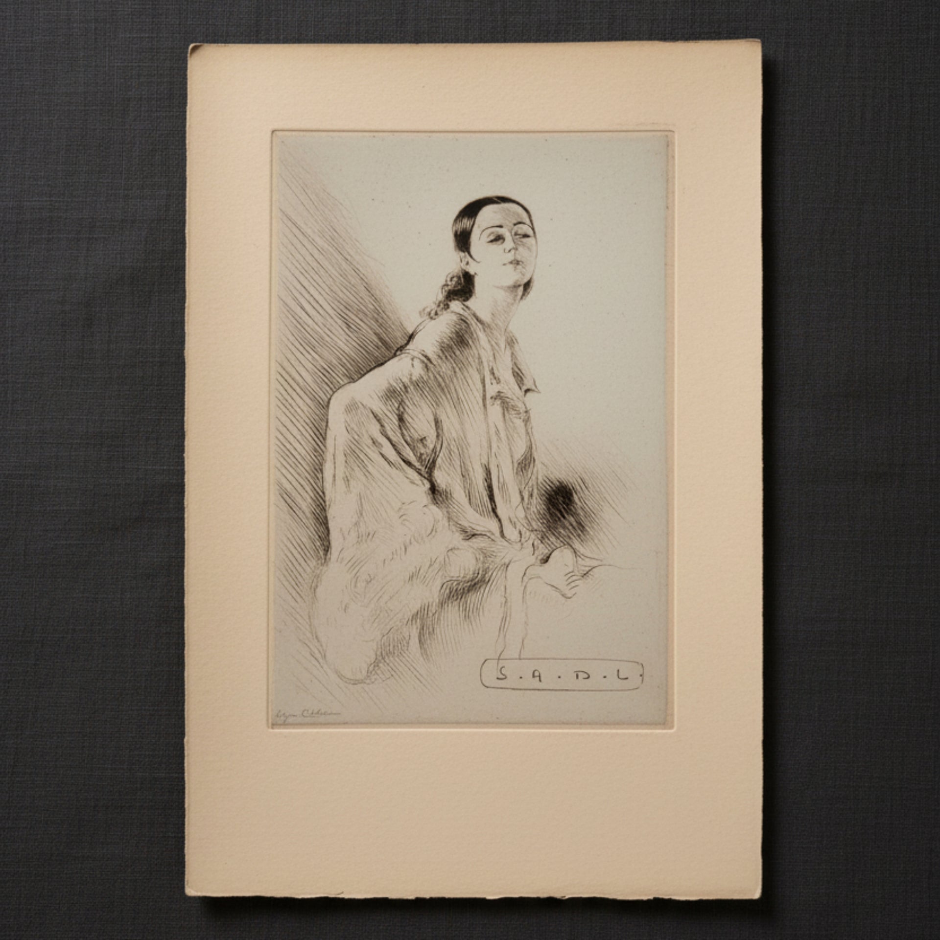 Femme au Châle Original Etching - from Paris