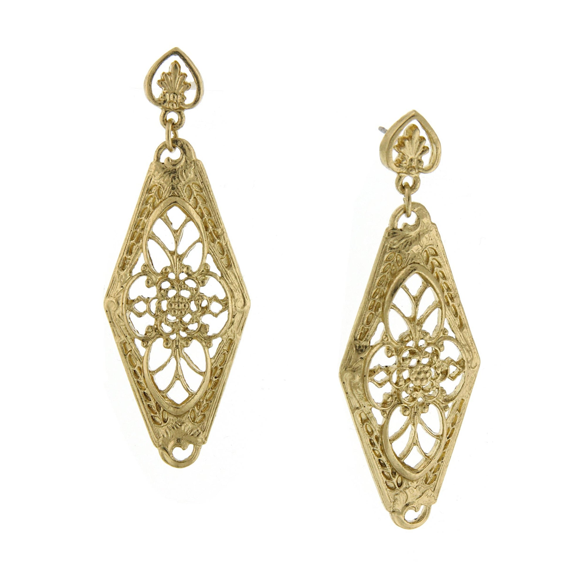 Filigree Lantern Drop Earrings - Gold