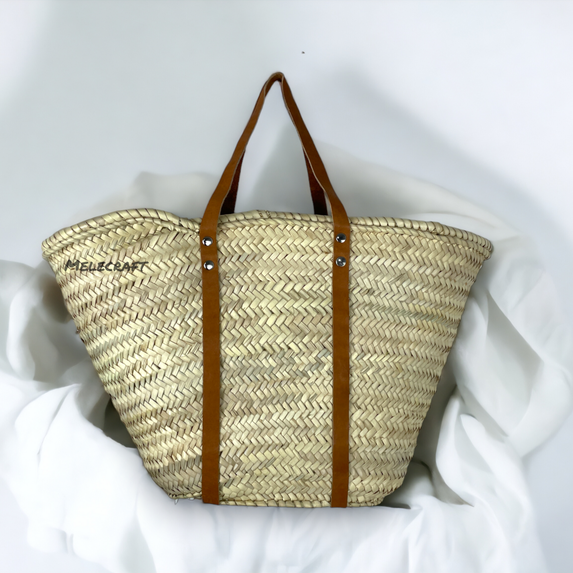 French Market Basket with Leather Handles