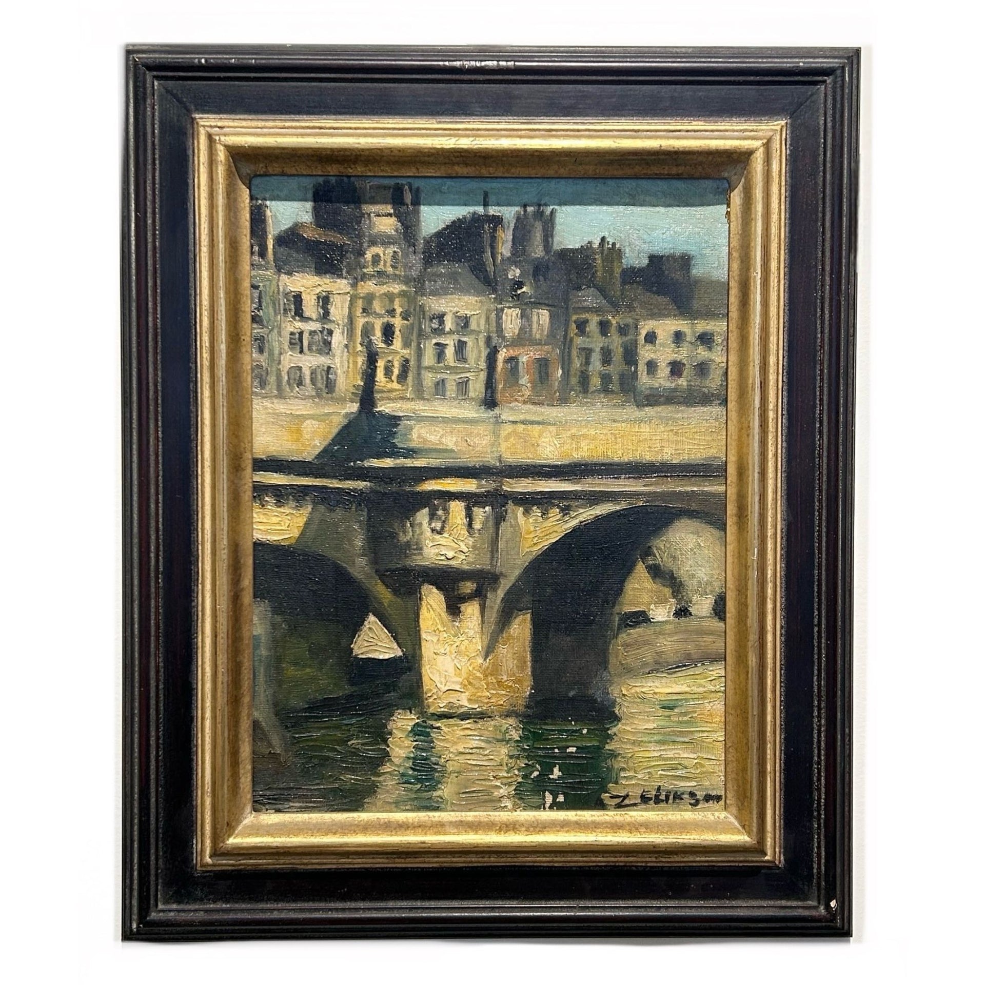 French Paris Bridge Oil on Canvas - From Paris