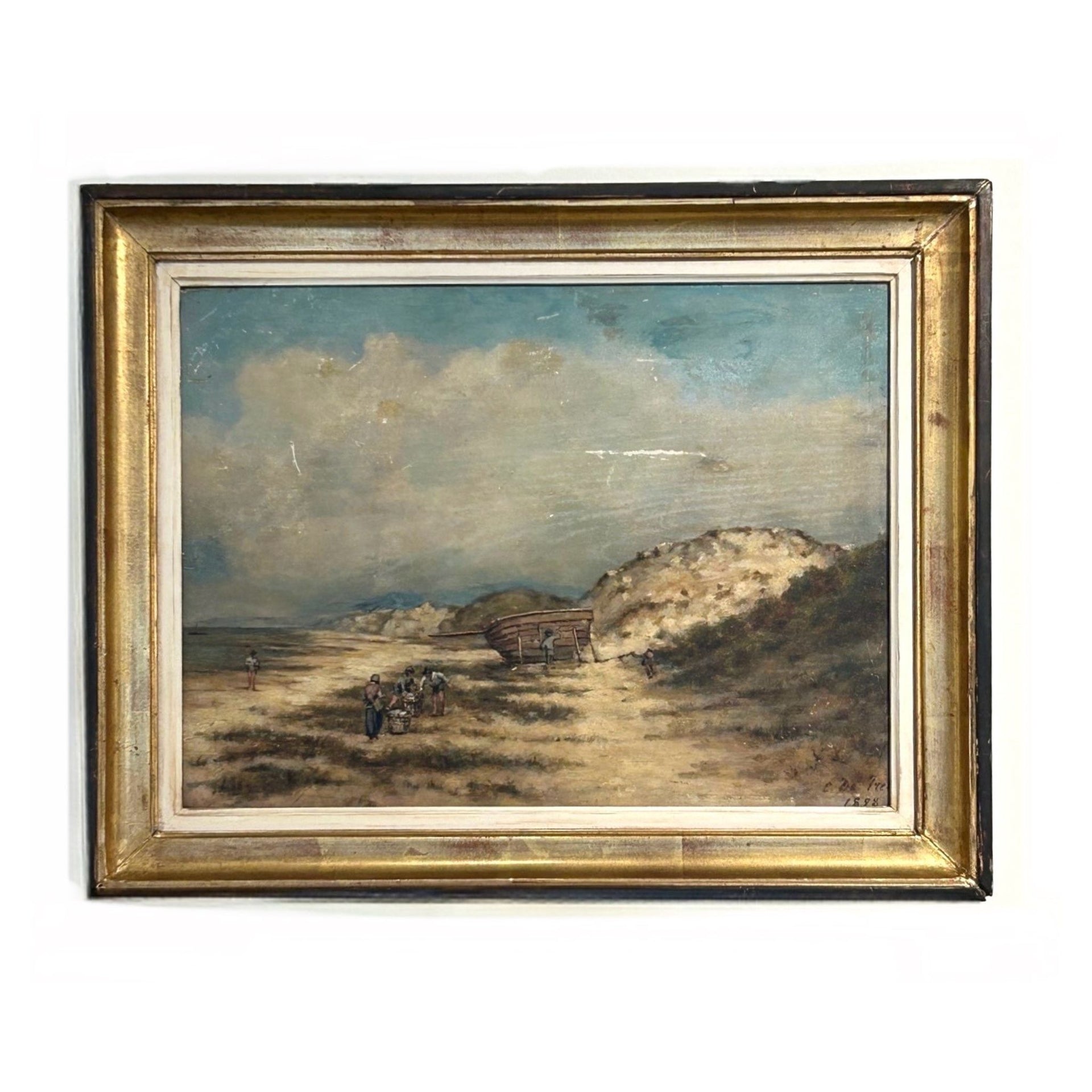 French Seascape 1898 Oil on Board - From Paris
