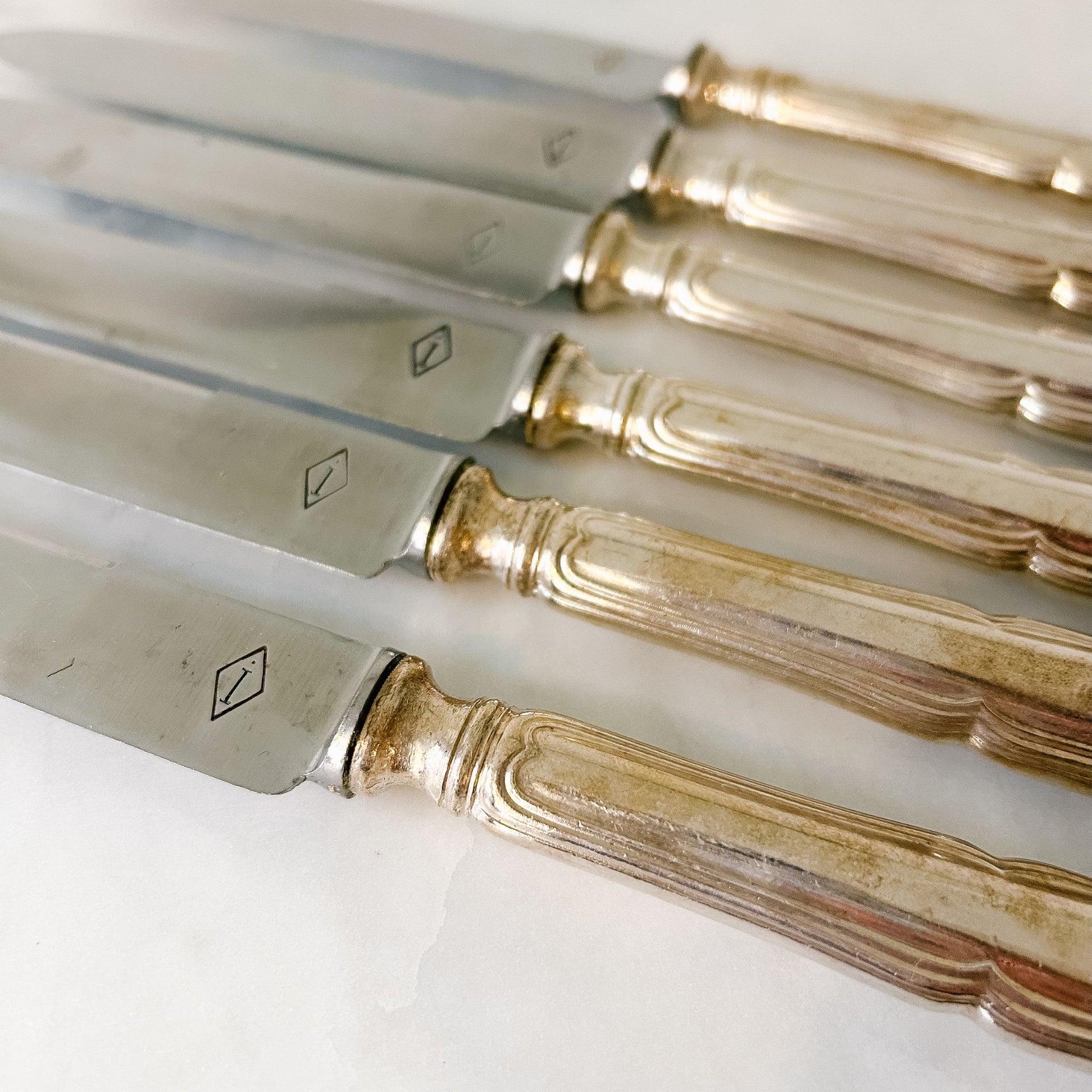 Silver Stamped Knives Set of 6 - from Paris