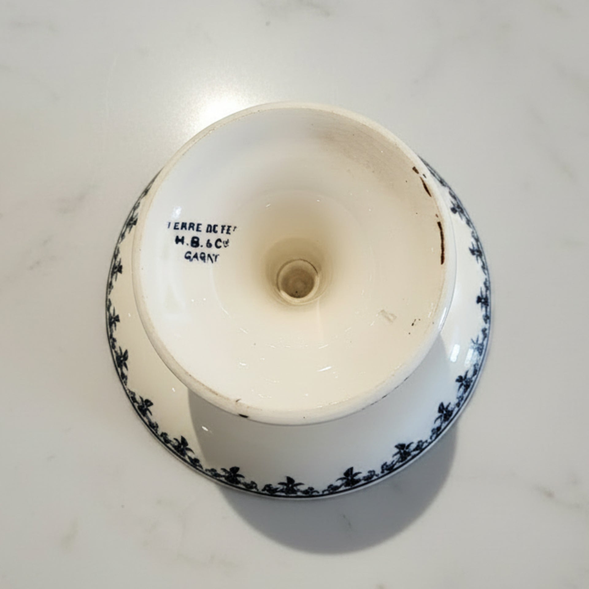 Antique Earthenware Pedestal Bowl - from Paris