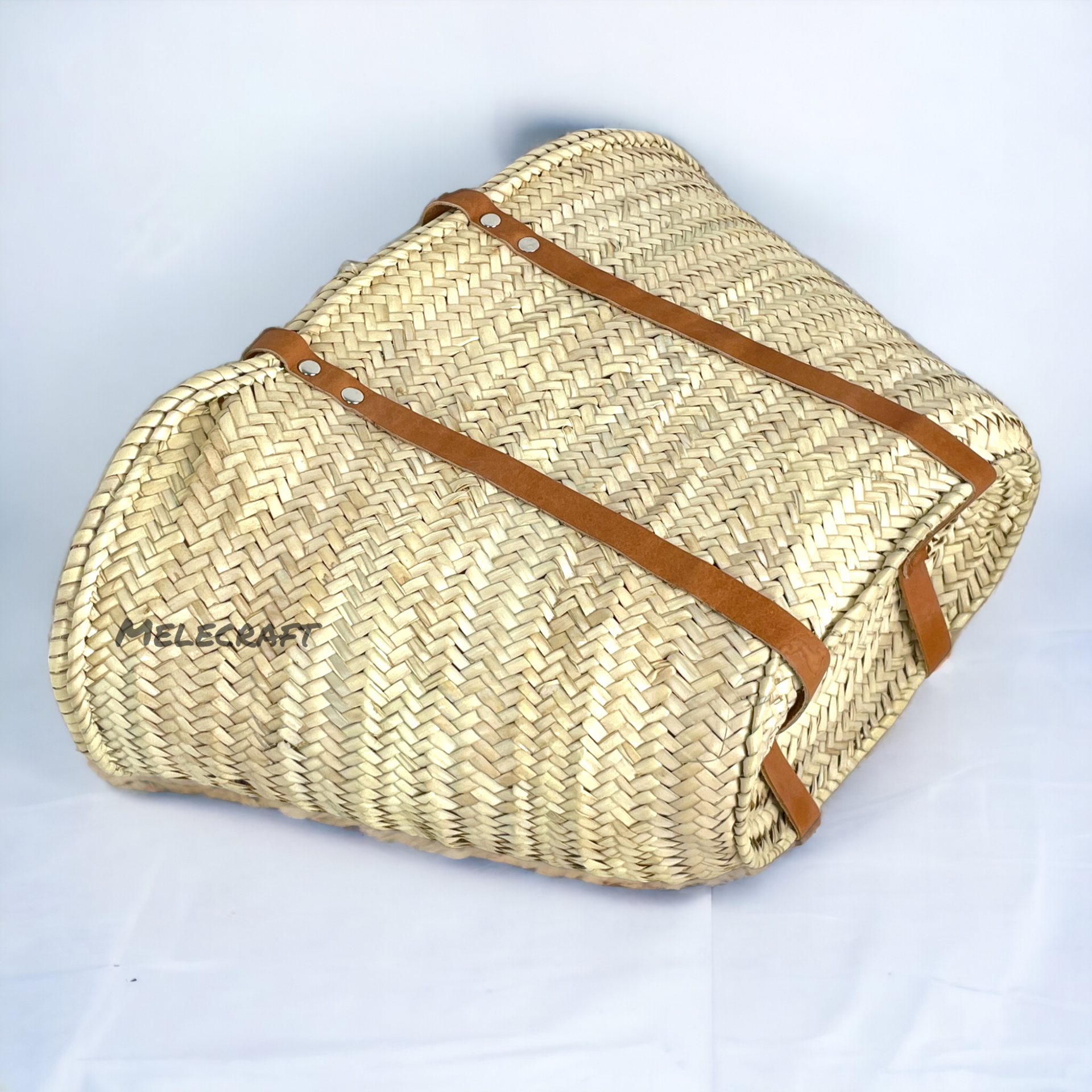 French Market Basket with Leather Handles