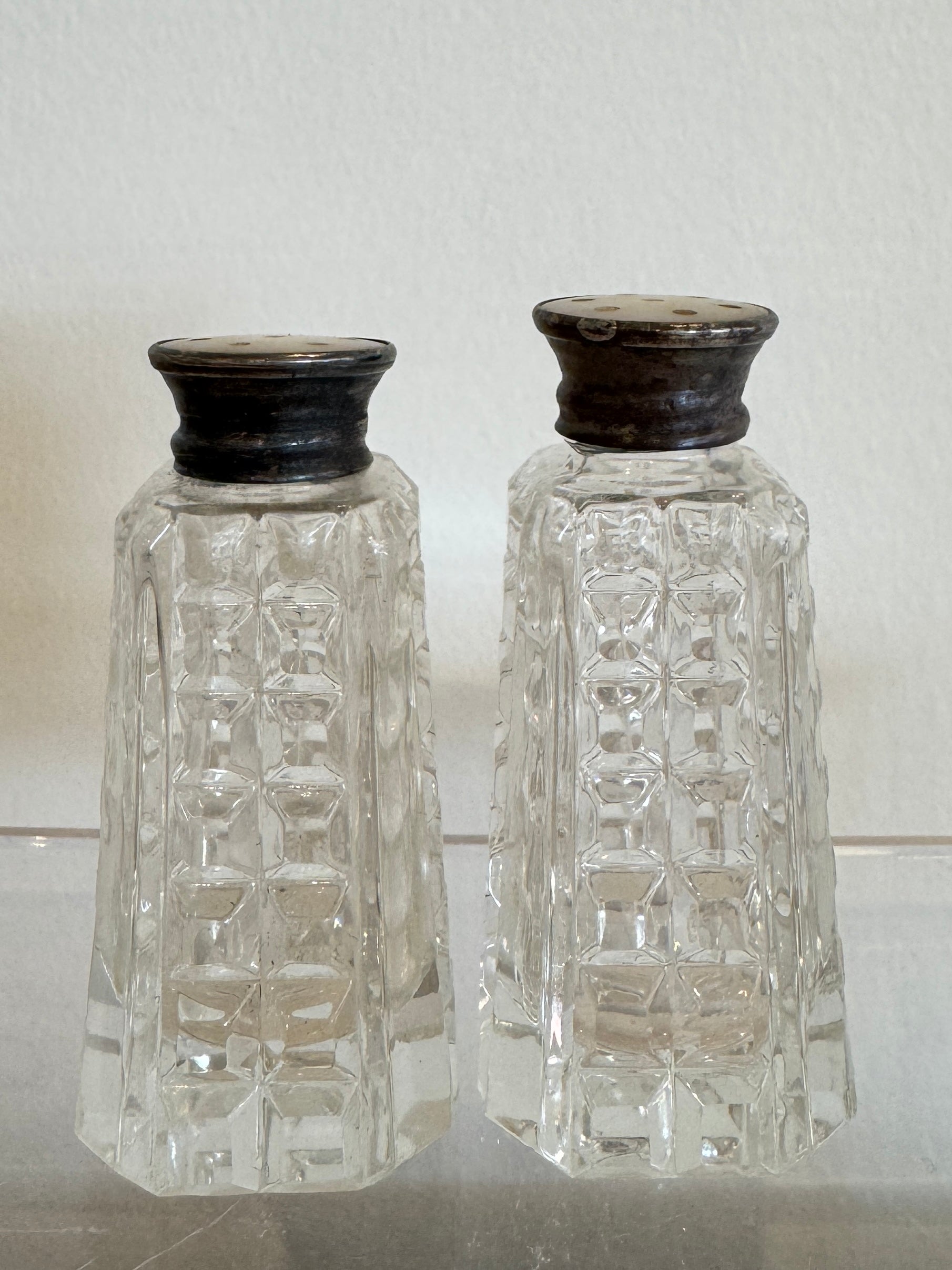 Antique Crystal salt and pepper shakers