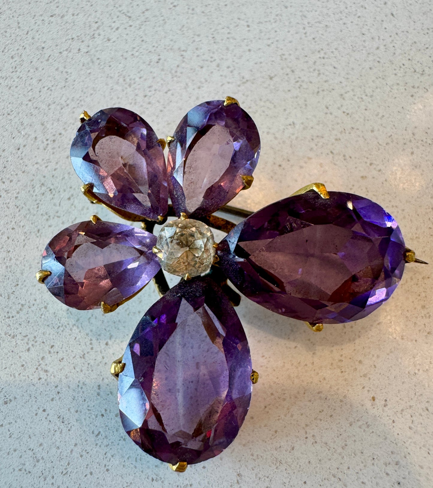 French antique purple floral brooch 1850-1900