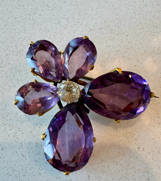 French antique purple floral brooch 1850-1900